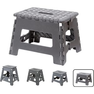 Kleine vouwkruk voor kinderen en volwassenen - Draagbare en opvouwbare kruk - Draagvermogen 150 kg - Kruk voor keuken badkamer camping tuin - 22 cm hoog - Grijs Kruk