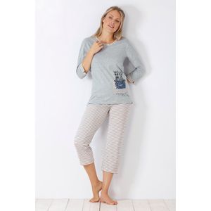 Vrolijke grijze dames pyjama Hajo - Grijs - Maat - 44/46