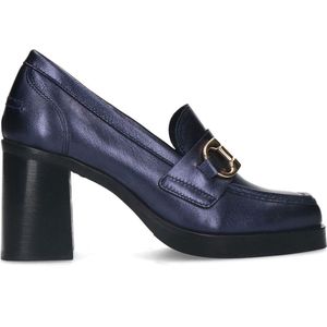 Manfield Leren Pumps Blauw Metallic