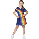 K3 verkleedkleding - Regenboogjurkje blauw 3/5 jaar - maat 116