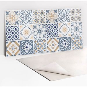 Tulup PVC Wandpaneel - Ornamentaal Mozaïek Vinyl Wandpaneel - 100 x 50 cm - Blauw Wandbekleding Vinyl - 1 stuk - Boheems Wandpaneel - PVC Wandpaneel - Plaktegels Keuken en Badkamer