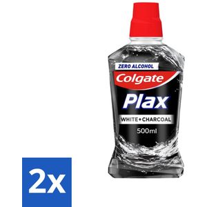 Colgate Plax - Zonder Alcohol - Mondwater - Wit + Houtskool - 500 ml - Voordeelverpakking - 2 stuks