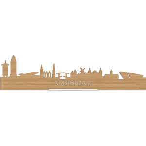 Standing Skyline Amsterdam Bamboe hout - 40 cm - Woon decoratie om neer te zetten en om op te hangen - Meer steden beschikbaar - Cadeau voor hem - Cadeau voor haar - Jubileum - Verjaardag - Housewarming - Aandenken aan stad - WoodWideCities