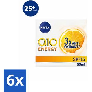 NIVEA - Q10 Energie Dagcrème - Anti-Rimpel Crème - Normale & vermoeide huid - SPF 15 - Met Vitamine C & Q10 - 50 ml - Voordeelverpakking - 6 stuks