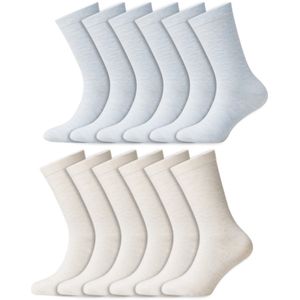 Kindersokken | Merk: Yellow Moon | Kleur: Blauw en Crème | Maat: 19 t/m 42 | Aantal: 12 paar