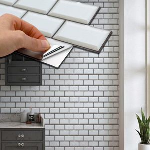 285 x 14 cm @24 stuks Off White Metro Baksteen Tegel Sticker - Peel en Stick Muurtegels - Keuken Badkamer Tegel Transfer