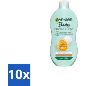 10 x Garnier - Body - Bodylotion - Intensive 7 Days - Verzorgend - Mango-extract & Probiotica - 400 ml - Bodylotion - Droge Huid - Mango Extract - Probiotica - Hydratatie