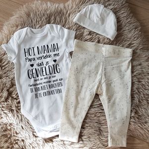 56 Newborn Baby Kleding Set tekst - Jongens en Meisjes Romper - Kraamcadeau - Babyshower Cadeau - 0-3 Maanden
