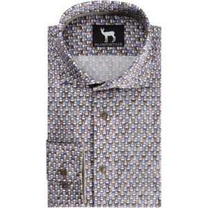 overhemd strijkvrij - Katoen - Blauwbruin - Maat EU38/S