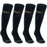 Caterpillar - Lange Werksokken - Kniehoogte - Versterkt op Hiel en Teen - Katoen Zwart - Set van 4 Paar