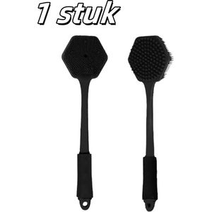 1 stuk - Badborstel - Tweezijdig - Langhandig - Reiniging en massage - Zwart