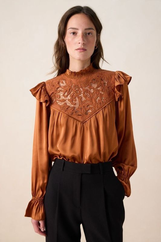 Sissy-Boy - Oranje blouse met kant