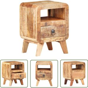The Living Store Nachtkastje 30x30x41 cm ruw mangohout - Industriele Kast - Houten Nachtkast - Mangohout Kast - Slaapkamers Decoratie - Side Table