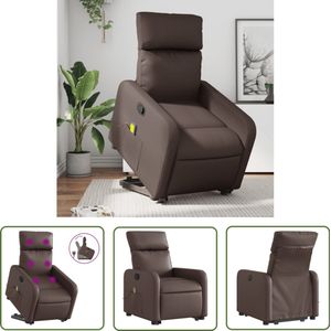 vidaXL Massageruimte - Sta-op-stoel - Sta-op-massagestoel verstelbaar kunstleer bruin - Fauteuil - Bruine Stoel - Lederlook Stoel