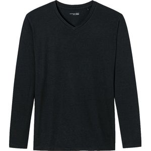 SCHIESSER Mix+Relax T-shirt - heren shirt lange mouwen v-hals zwart - Maat: XXL
