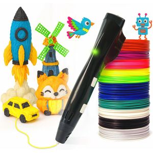 3D&Print 3D Pen Starterspakket Kinderen - 3 D Pen Starterskit met 10x PLA Filament 1.75 mm - Zwart