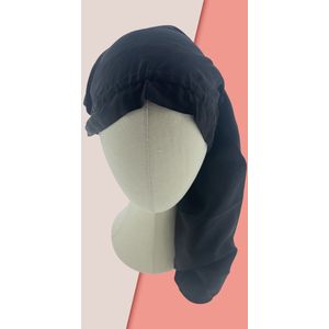 Linnen & Silk Zijden Slaapmuts voor Lang Haar OEKO-TEX Standard 100 19 Momme 100% 6A Pure Silk ""Care Your Hair"" Long Silk Bonnet -Satin Zwart - L