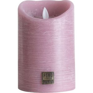 PTMD Led kaars rustiek rose beweegbare vlam met timer M - PTMD LED Light Candle rustic pink moveable flame - M - Met timer - Diameter 7,5 cm - Hoog 15 cm