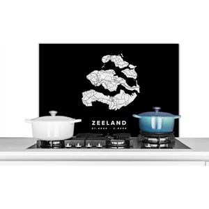 Spatscherm keuken 90x60 cm - Kookplaat achterwand Zeeland - Wegenkaart Nederland - Zwart - Muurbeschermer - Spatwand fornuis - Hoogwaardig aluminium