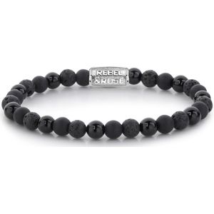 Rebel&Rose armband - Black Rocks - 6mm