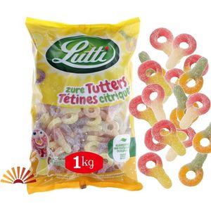Lutti zure tutters mix gesuikerd 1kg - mix van zure sleutels snoep fruitsmaak - verpakt per zak van 1kg