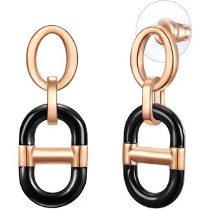 luluandjane - Oorbellen - Roségoud - Emaille Glazuur - Zwart