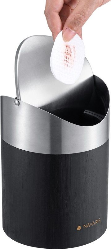 Navaris - Prullenbakje - Zwart - Ø 12,2 cm - Voor in de Badkamer of Toilet