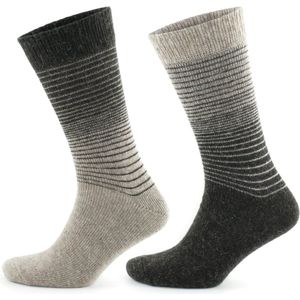 GoWith Alpaca Wollen Sokken-2 paar-Thermosokken en Huissokken-Beige en Bruin-Maat 43-46