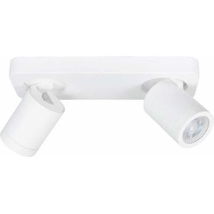 IP44 badkamer rechthoekige spot Oliver | 2 lichts | wit | kunststof / metaal | Ø 6 cm | 26 x 9,5 cm | badkamer lamp | modern / stoer design