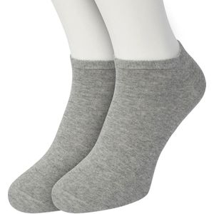 Bonnie Doon Sneakersokken Dames Licht Grijs maat 36/42 - 2 paar - Basis Korte Sokken - Gladde Naden - Enkel Sokken - Uitstekend Draagcomfort - Enkelsokken - Sneaker Sokken - 2-pack - Multipack - Effen - Lichtgrijs - Light Grey Heather - OL8110012.107
