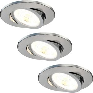 Ledvion Set van 3 LED Inbouwspot, RVS, 7W, IP65, CCT, COB, Ø90mm, Dimbaar, Badkamer Inbouwspot, Plafond Inbouwspot, Dimbare LED Lamp, 5 Jaar Garantie