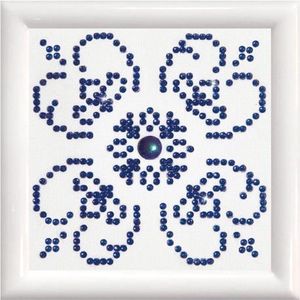 Diamond Painting Volwassenen - Ronde Steentjes - Volledig Pakket - Hobby - Diamond Dotz® - DD1.004F - Mandala blauw op wit met lijst