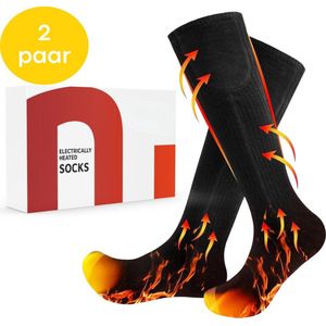 Nuuw Verwarmde Sokken - Maat 39 t/m 44 - 2 paar - Elektrische sokken - Warme Sokken Dames & Heren - Groot Verwarmingselement en USB oplaadbaar - Thermosokken - Zwart