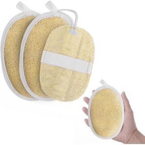 Thelau - Set van 3 natuurlijke luffah-sponzen voor lichaamsscrub en -reiniging