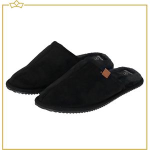 ATTREZZO® Sloffen voor heren en dames - Zwart - maat 45-46 - pantoffels - Altijd warme voeten!