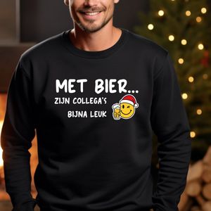 Kersttrui Met bier zijn collega's bijna leuk- kleur zwart maat 3XL- foute kersttrui
