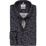 OLYMP - Level 5 - Body Fit Overhemd - Zilvergrijs Dessin - Strijkvriendelijk