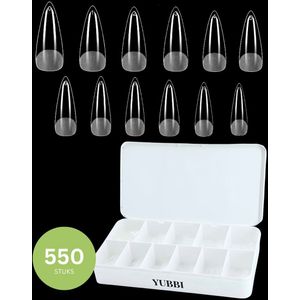 YUBBI Soft Gel Tips Medium Stiletto - Full Cover - Nageltips voor Gellak en Acryl - Plaknagels - 11 Maten - 550 Stuks