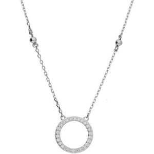 Zilver Cirkel zirkonia ketting | Zirkonia Ketting Zilveren | Zilver 925 | Gerhodineerd - Amona Jewelry