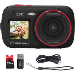 Gloovon® - Digitale Camera - Compactcamera - 16x Digitale Zoom - Inclusief 32GB microSD-kaart - Fotocamera - Zwart