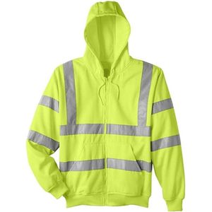 Hoge Zichtbaarheid Reflecterende Tape Hooded Werkkleding Fleece Sweatshirt Geel Oranje