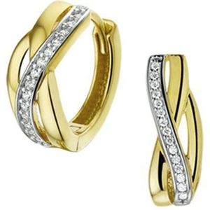 The Jewelry Collection Klapoorringen Zirkonia - Geelgoud