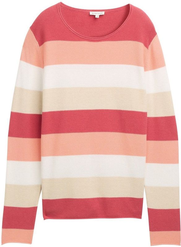TOM TAILOR - Damestrui - Abrikoosrode Strepen - Gebreid