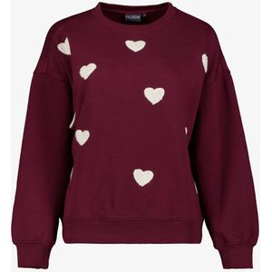TwoDay - Dames Sweater - Bordeauxrood - Met Hartjes