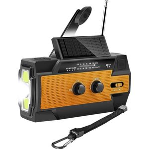 DiverseGoods Draagbare noodradio op zonne-energie, rampen, AM/FM, 4000 mAh, oplaadbare dynamo, Powerbank 2000 mAh - Zaklamp - Solar opwindbaar - SOS alarm - USB-C kabel - Noodpakket - Kunststof - roodwaterdicht, led-lamp, powerbank