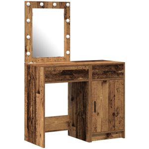 vidaXL - 2-delige - Kaptafelset - met - LED - in - Verweerd - Hout