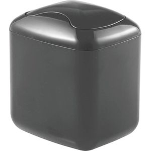 Tafelprullenbak met zwenkdeksel - cosmeticabak voor afval in de badkamer - praktische kunststof prullenbak voor 2,7 liter - leigrijs