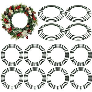 2 stks 35 cm Metalen Krans Frame Draad Krans Ringen voor Kerstmis Nieuwjaar Party Home Decor DIY Craft Supplies (groen)