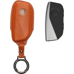 kwmobile leren autosleutel hoesje geschikt voor BMW 4-knops X7 X1 U11 iX ix1 7-serie G07 I7 autosleutel - Als sleutelhanger met sleutelring - Echt leer in bruin