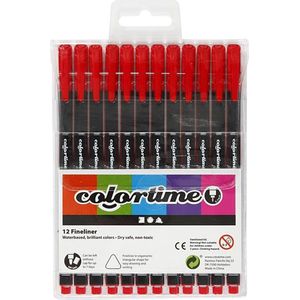 Colortime fineliners, lijndikte 0,6-0,7 mm, rood, 12 stuk/ 1 doos